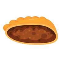Half an empanada showing its filling, a culinary delight vector