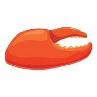 Open red crab claw showing inside and teeth vector