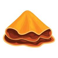 Delicious crepe filled with chocolate cream forming a cone shape vector