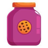 Purple cookie jar with orange lid and chocolate chip cookie label vector