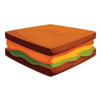 Square sandwich with lettuce and cheese filling resting on white background vector