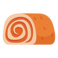 Delicious swiss roll showing concentric orange circles representing layers of filling and dough vector