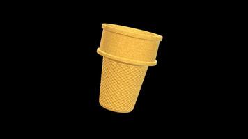 Icecream Cone Rotating on a Transparent Background. Seamless Loop. Waffle Cone. 4K video