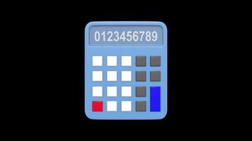 Stylized Calculator Rotating on a Transparent Background. Seamless Loop. 4K video