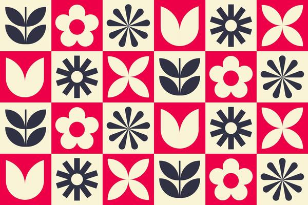 Modern abstract geometric flower pattern retro background