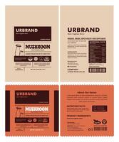 Modern Mushroom Supplement Label a clean and minimalist Stand up pouch bag design that focuses on health and wellness, retro style and eye-catching graphics. vector