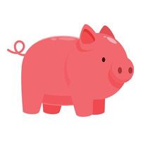 Pink pig standing and showing its curly tail vector