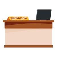 Reception desk with computer showing check in area in hotel lobby vector