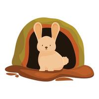 Cute little bunny resting in its cozy burrow, discovering the magic of animal habitats vector
