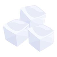 Three ice cubes melting on white background vector