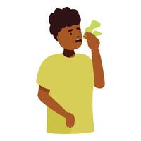 Man pinching nose from bad smell, stench and reek, foul odor vector