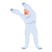 Smiling yeti or bigfoot pointing with both arms vector