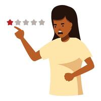 Upset customer giving a negative rating with one star, expressing dissatisfaction with service or product vector