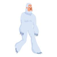Yeti walking in relaxed pose, friendly mythical creature strolling vector
