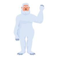 Yeti waving hand and smiling, friendly mythical creature vector