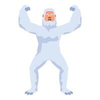Yeti or bigfoot showing muscles and angry expression cartoon character design vector