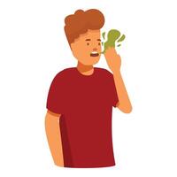 Man feeling bad smell, closing nose and disgusted facial expression vector