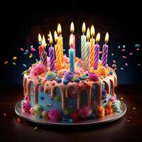 birthday cake with gold drip icing photo