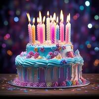 Happy Birthday Greeting Card with Cake photo