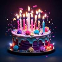Happy Birthday Greeting Card Bokeh Background photo