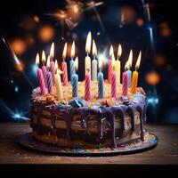 Colorful birthday cake background photo