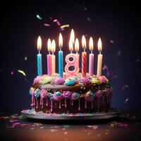 A cake with a candle on it that says photo