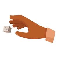 Hand throwing dice in a dynamic gambling illustration vector