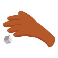Hand throwing dice in a dynamic gambling moment vector