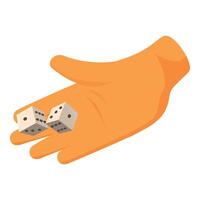 Hand holding two dice ready to roll for a board game vector
