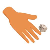 Hand throwing dice in a board game or gambling vector