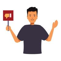 Young man showing dislike sign and gesturing with hand vector