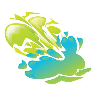 Green and blue splash spreading energy and movement