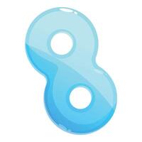 Number eight made of shiny light blue material creating a playful and modern design vector