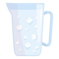 Refreshing pitcher of cold water with ice cubes on white background vector