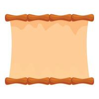 Old paper scroll hanging on bamboo sticks displaying writing space vector
