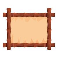 Bamboo frame holding old parchment scroll banner vector