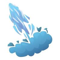 Magic ice missile exploding creating a cloud of ice shards and vapour vector