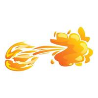 Fireball flying creating a hot explosion effect with flames and smoke vector