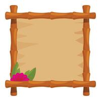 Tropical bamboo frame with flower and leaves decorating empty canvas vector