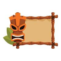 Tiki mask and bamboo frame creating tropical summer vibes vector