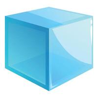 Shiny light blue ice cube reflecting light on white background vector