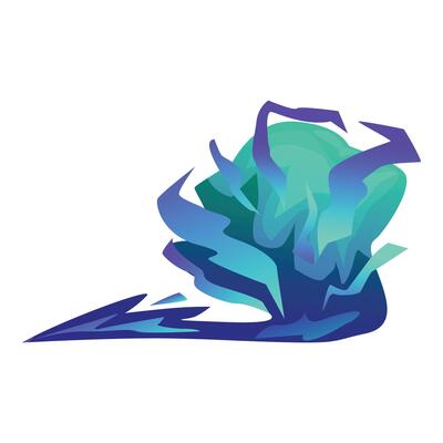 Colorful abstract smoke cloud rising with blue and green tones