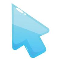 Blue cursor pointing upwards symbolizing clicking and navigation vector