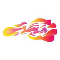 Colorful footprint leaving flaming trail, dynamic movement and energy vector