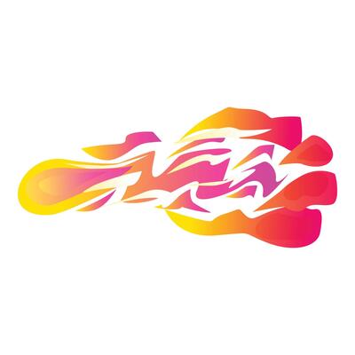 Colorful footprint leaving flaming trail, dynamic movement and energy