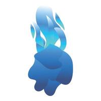 Blue flame burning with gradient colors on white background vector