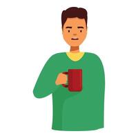 Man holding a red mug and feeling disgusted by the hot beverage vector