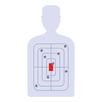 Human shaped target with bullet holes practicing shooting accuracy vector