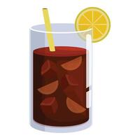 Refreshing iced tea with lemon and straw in a tall glass vector