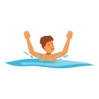 Young boy drowning and calling for help in deep water vector